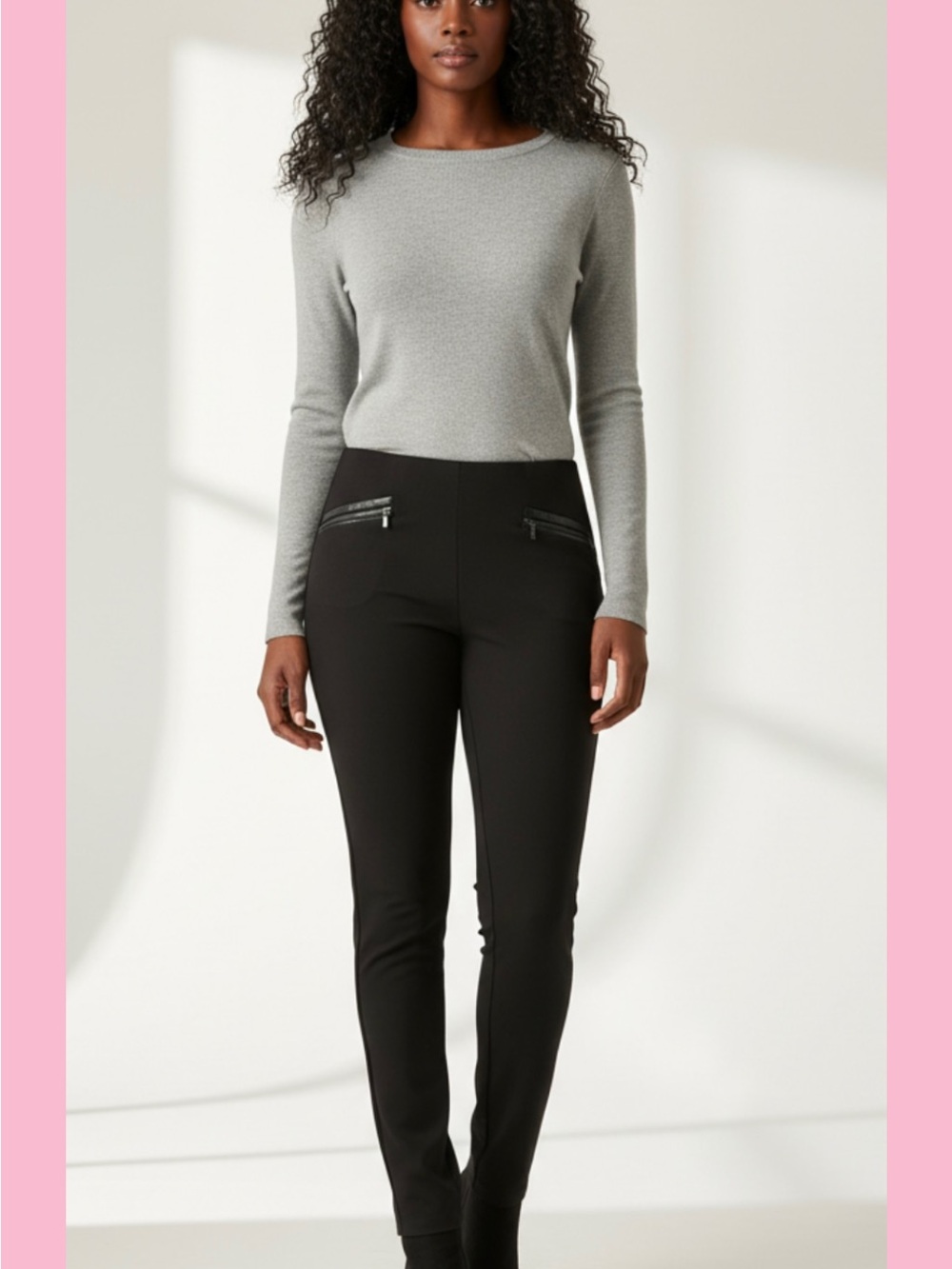 89th & Madison Black Skinny Zip-Pocket Pants